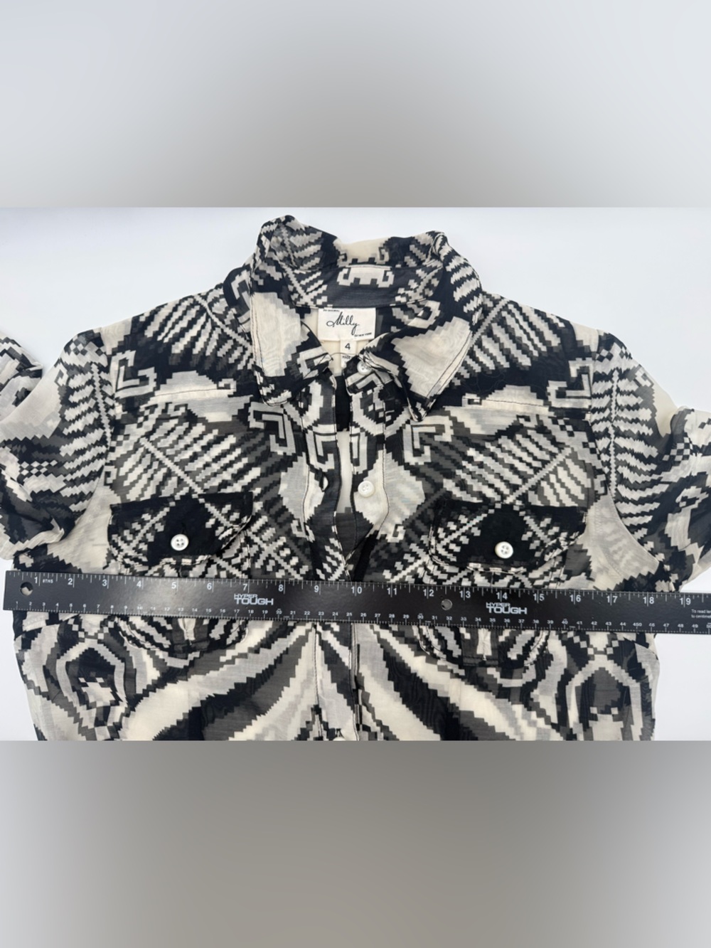An original Milly of New York geometric print silk blend blouse size 4 - Picture 14 of 14